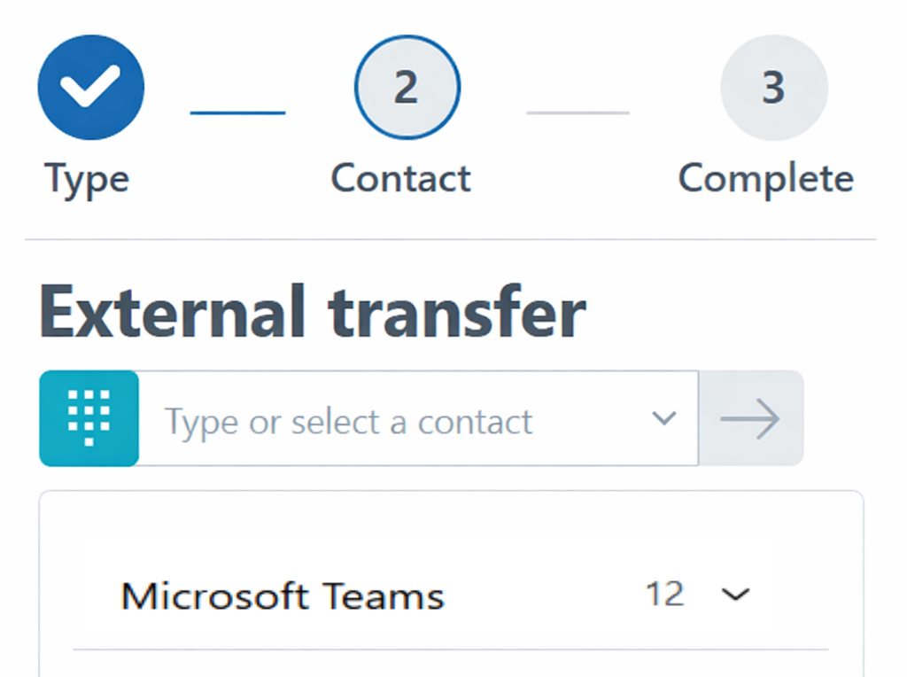 Externe doorverbinding naar Microsoft Teams-contactpersoon