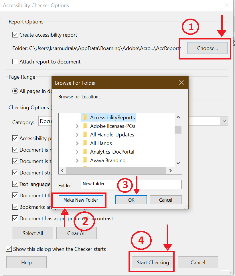 Steps to generate accessibility report