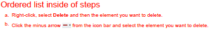 Sample screen capture of an ol inside a step element.