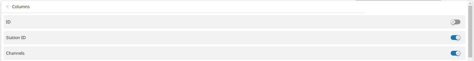 Example image of enabled and disabled columns
