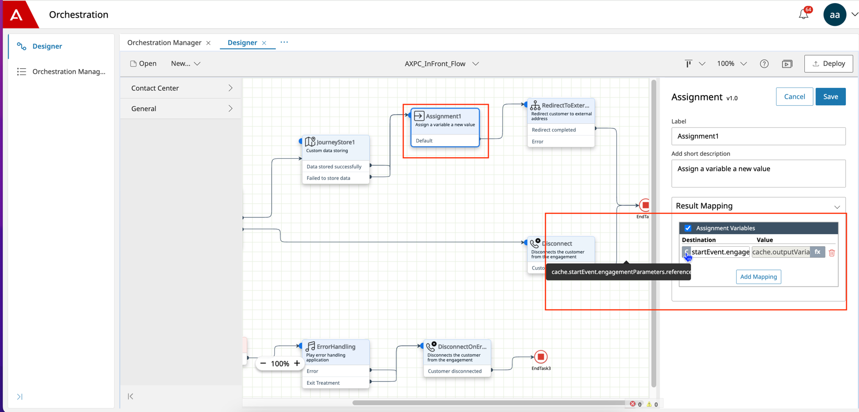 Result Mapping pane
