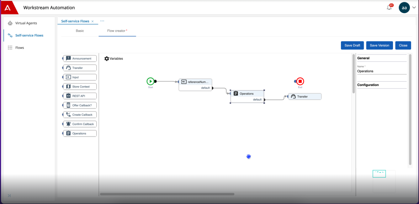self-service flow screen