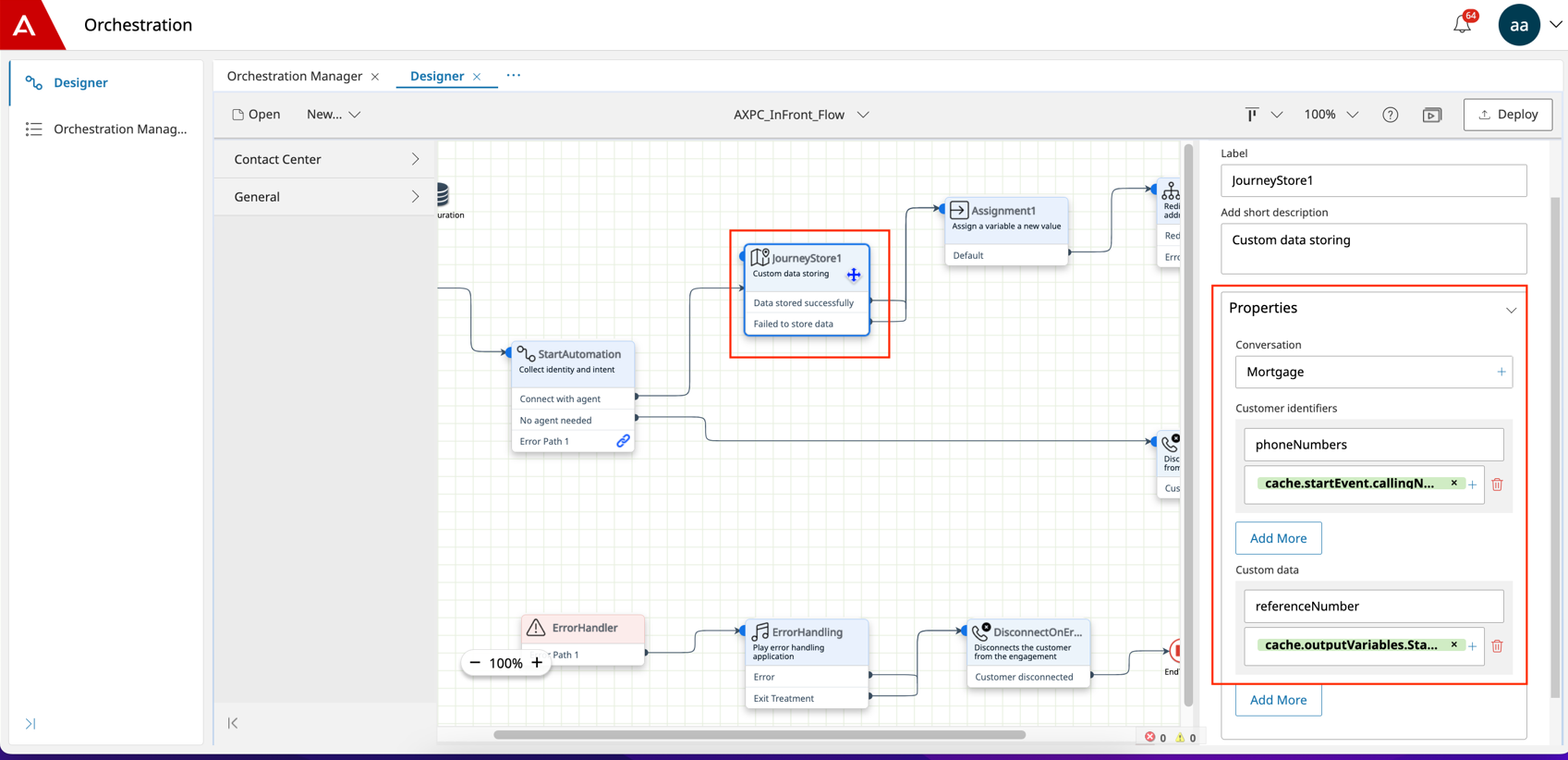 Properties pane
