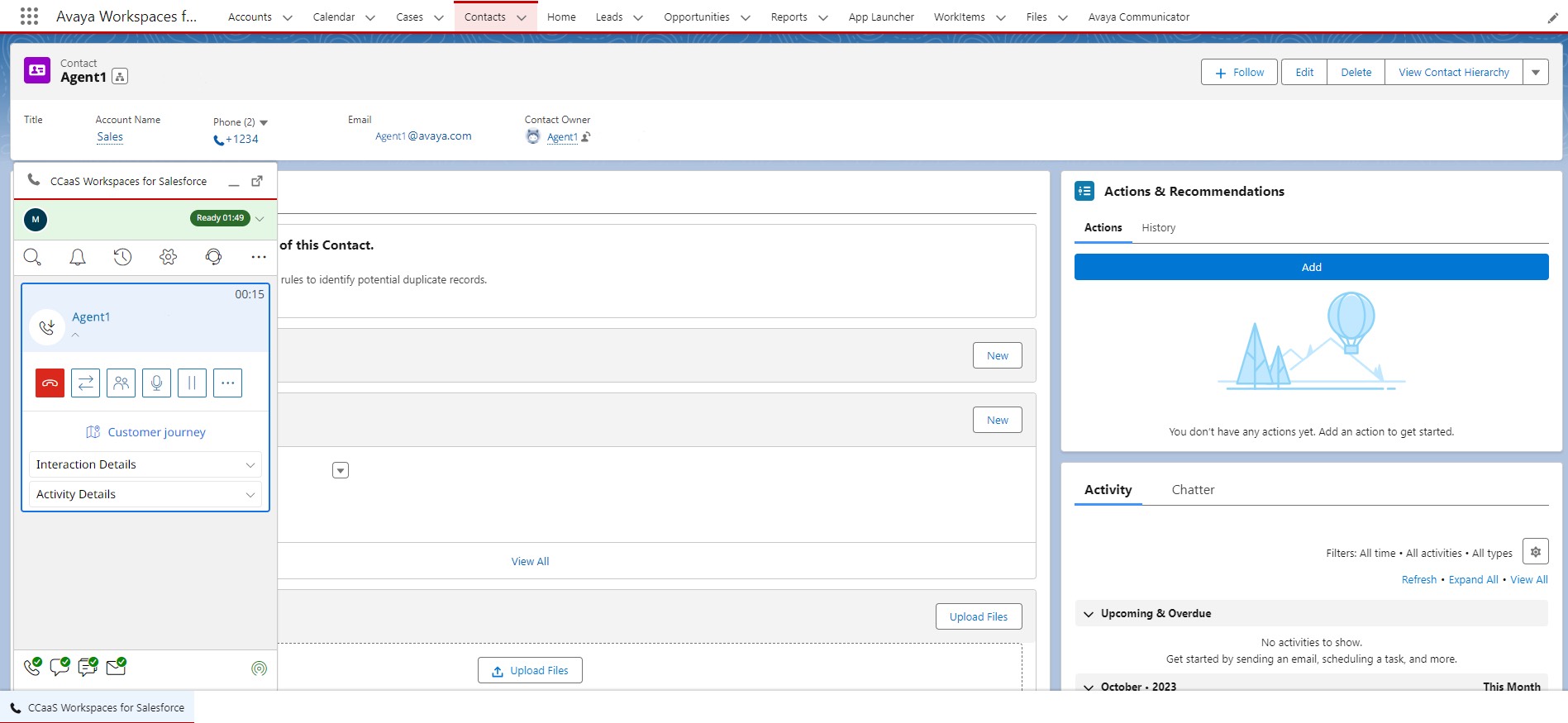 Screenshot of an active voice interaction.