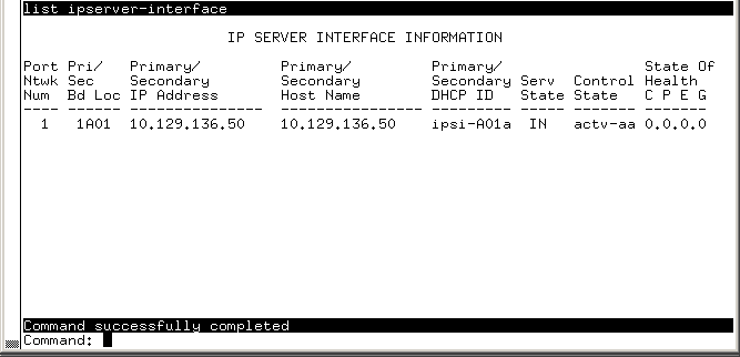 avCmListIpServerIntf - IP SERVER INTERFACE INFORMATION