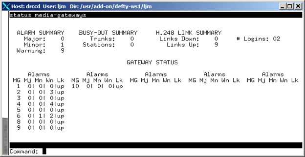 avCmStatusMedGateway - status media-gateways