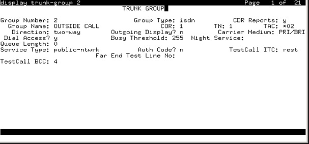 avCmListTrunkRange - Trunk Group