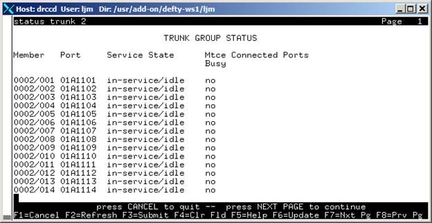 avCmStatusTrunkRange - Trunk Group Status