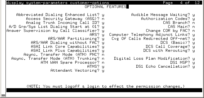 avCmSysParamCust - OPTIONAL FEATURES