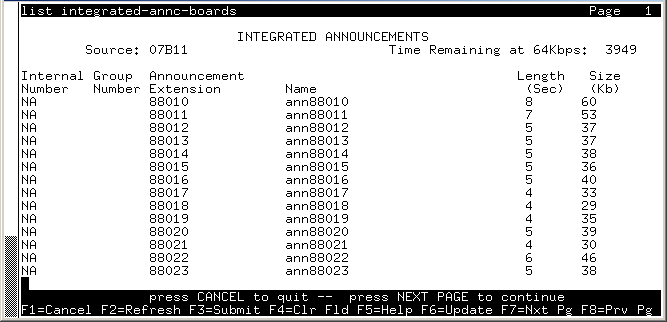 avCmListIntegAnn - INTEGRATED ANNOUNCEMENTS