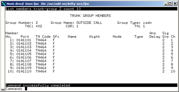 avCmListMemTrunkRange - Trunk Group Members