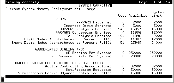 avCmCapacityAsai - System Capacity