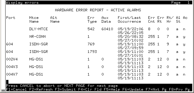 avCmErrors - Hardware Error Report