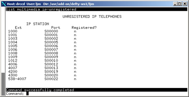 avCmListIpUnregistered - UNREGISTERED IP TELEPHONES