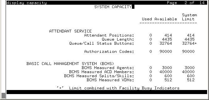 avCmCapacityBcms  - System Capacity