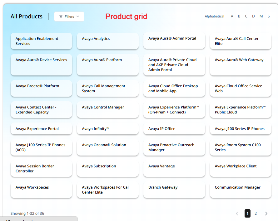 Products list