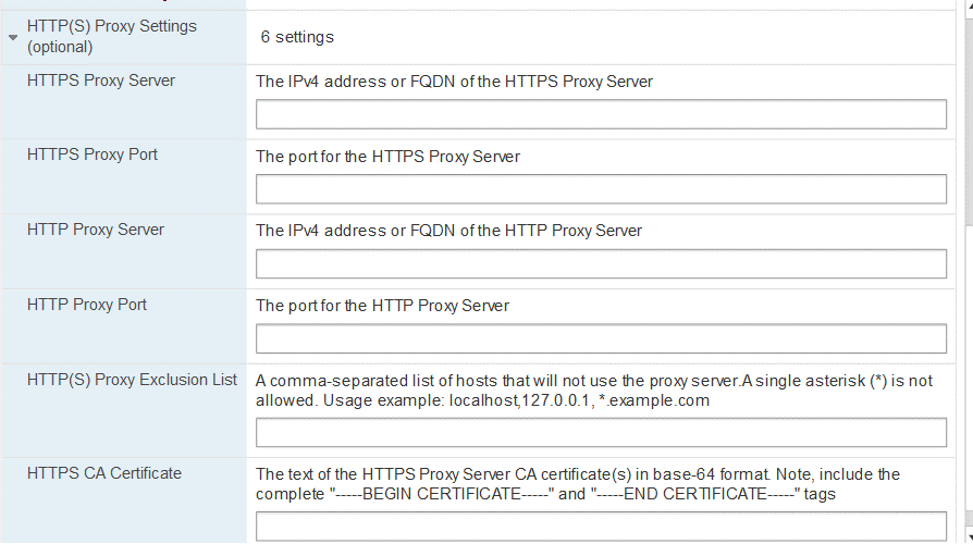 HTTP(S) proxy settings