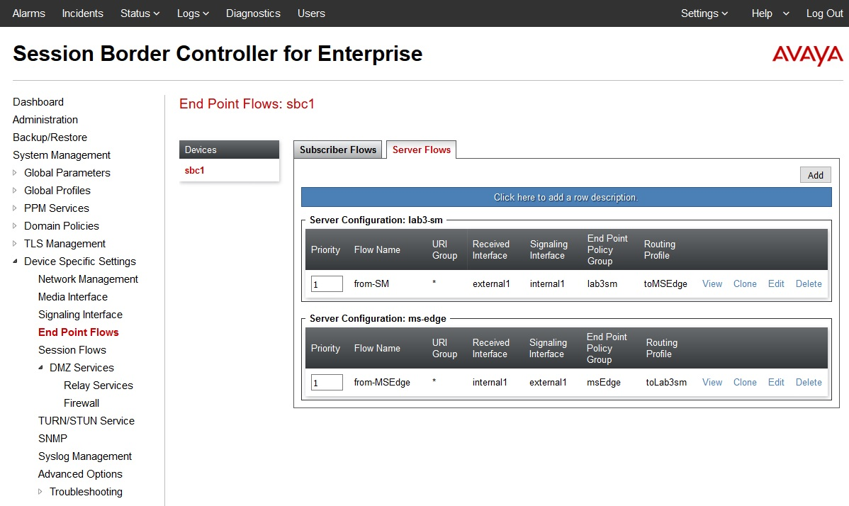 Edit flow dialog box for from-SM.