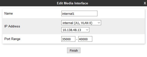 Editing media interface dialog box.