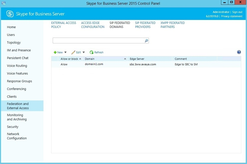 Skype for business
server 2015 control panel