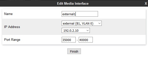 Editing media interface dialog box.