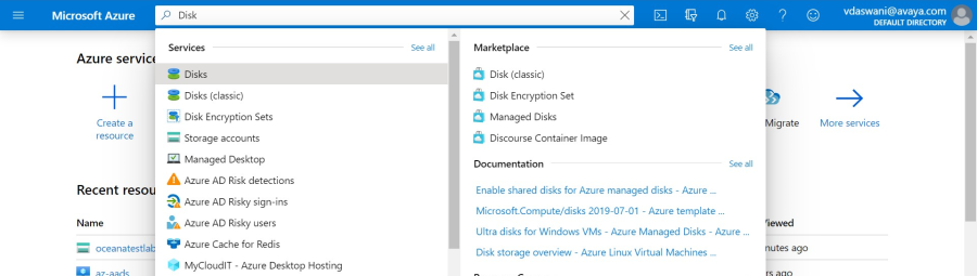 Example of the disk search results.