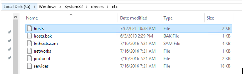 This is a screenshot that shows that the hosts file has to be selected
                            from among other files.