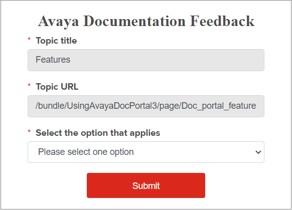 Avaya ドキュメントフィードバック
